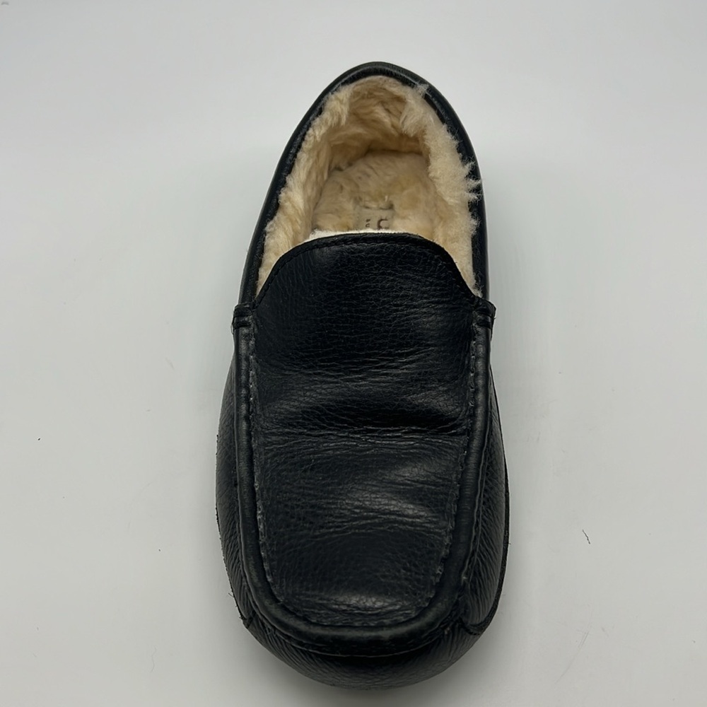 UGG - Ascot Grain Black Leather Shearling Sheepskin Lightweight Slippers Size 7 - Picture 3 of 16
